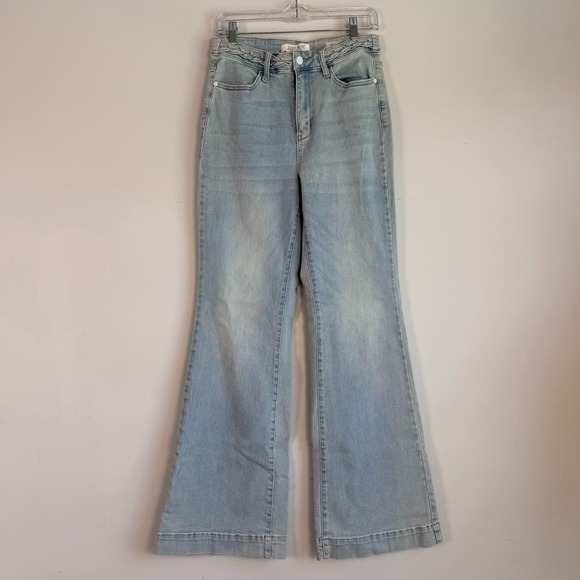 Judy Blue Denim - Judy Blue Wide Leg Jeans Size 28 Blue Boho Stretch High Rise